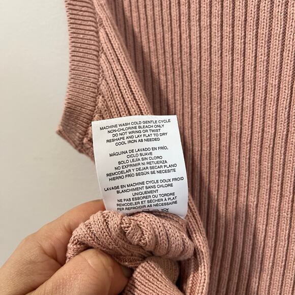 Alp N Rock Taylor Knit Tank Top Size M Pink Ribbed Crochet Detail Preppy Chic - Picture 5 of 8